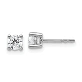 18k White Gold 1/2 carat Certified Lab Grown Diamond VS+ F+ Round Complete Four Prong Stud Earrings